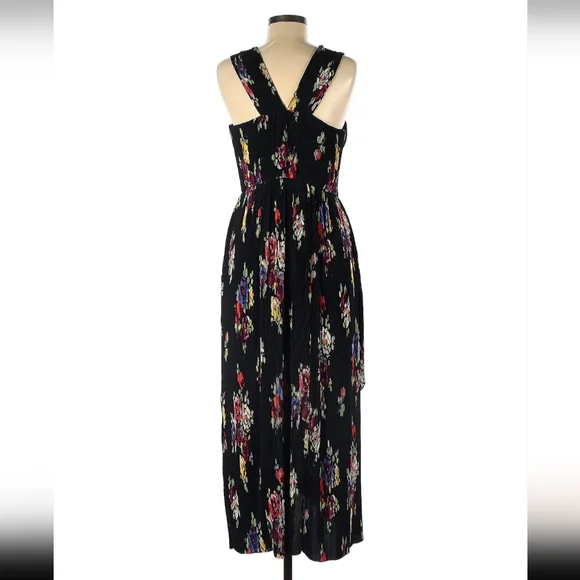 KATE SPADE Dress Size 8 Black Rare Floral Pleated Midi Y2k 90s Assymetrical - Picture 8 of 9